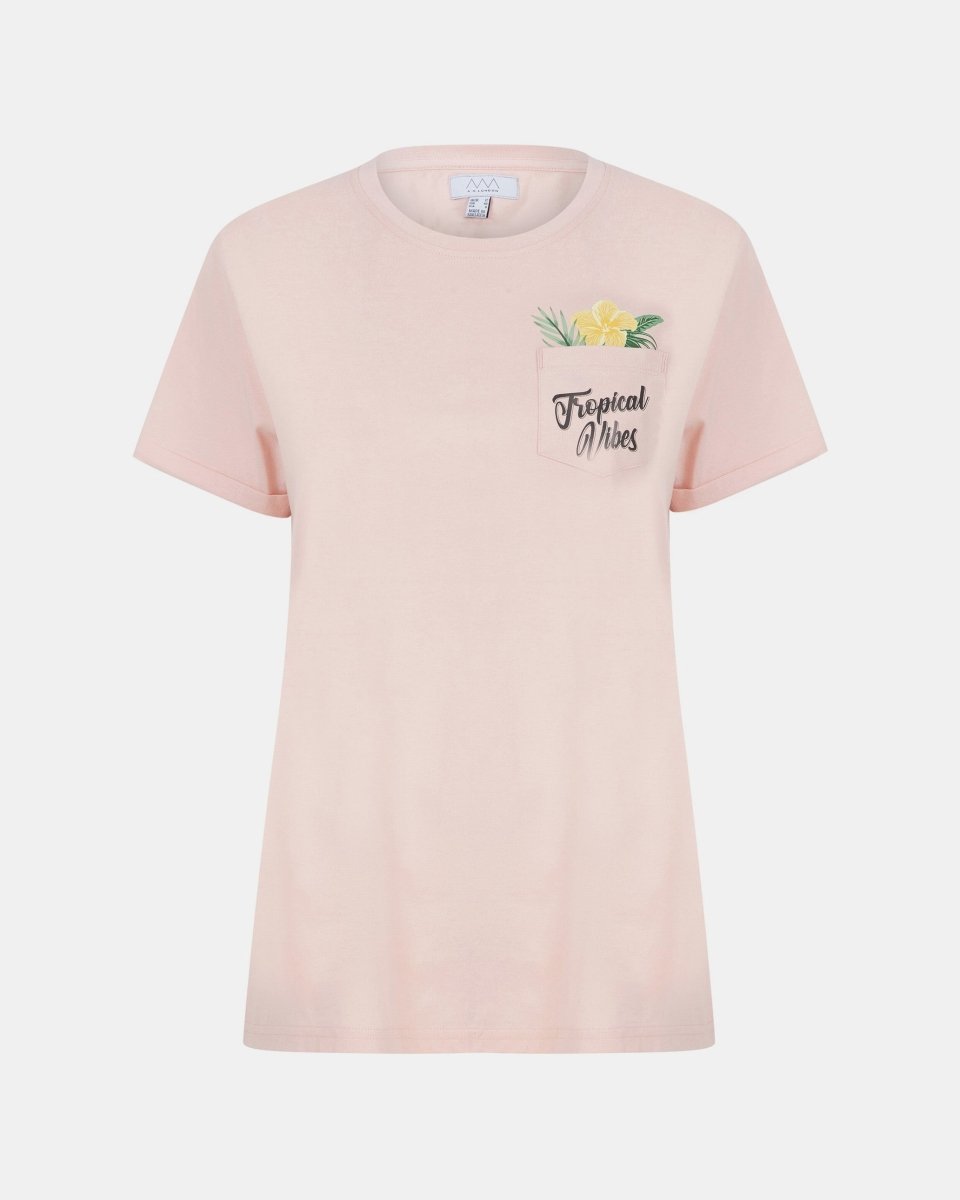 Floral Pink Womens Tropical Vibes T-Shirt