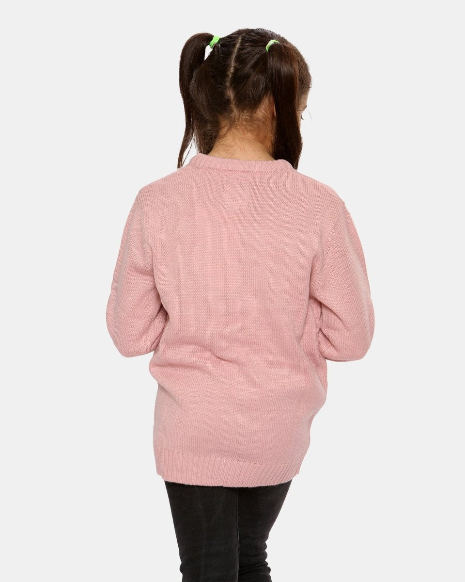 Girls Bird Pink Christmas Jumper