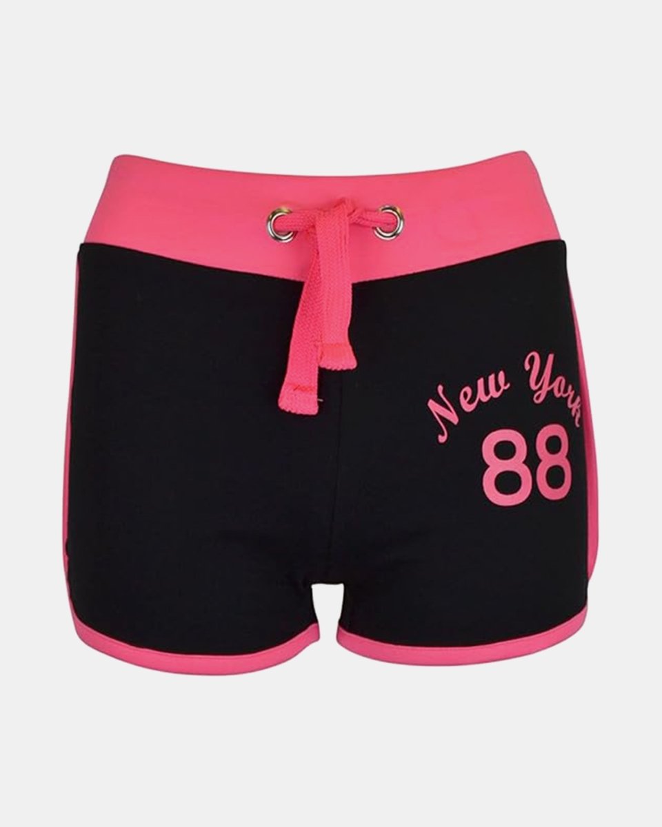 Girls Black New York Print Shorts