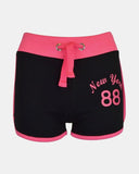 Girls Black New York Print Shorts