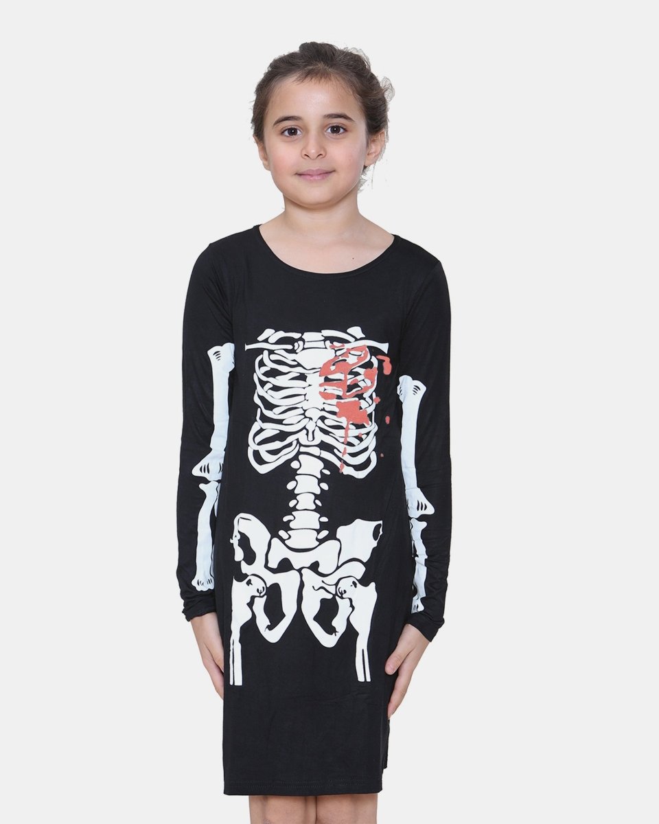 Girls Halloween Skeleton Heart Dress