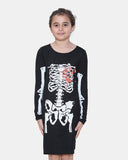 Girls Halloween Skeleton Heart Dress