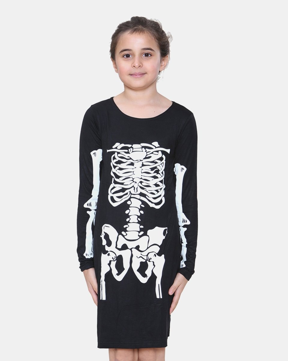Girls Halloween Skeleton Heart Dress
