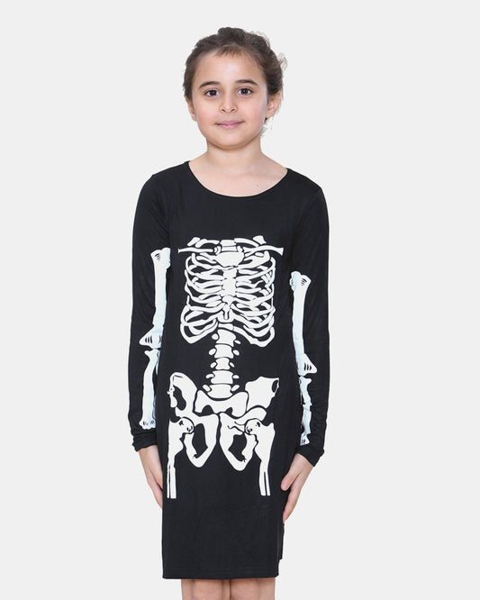 Girls Halloween Skeleton Heart Dress