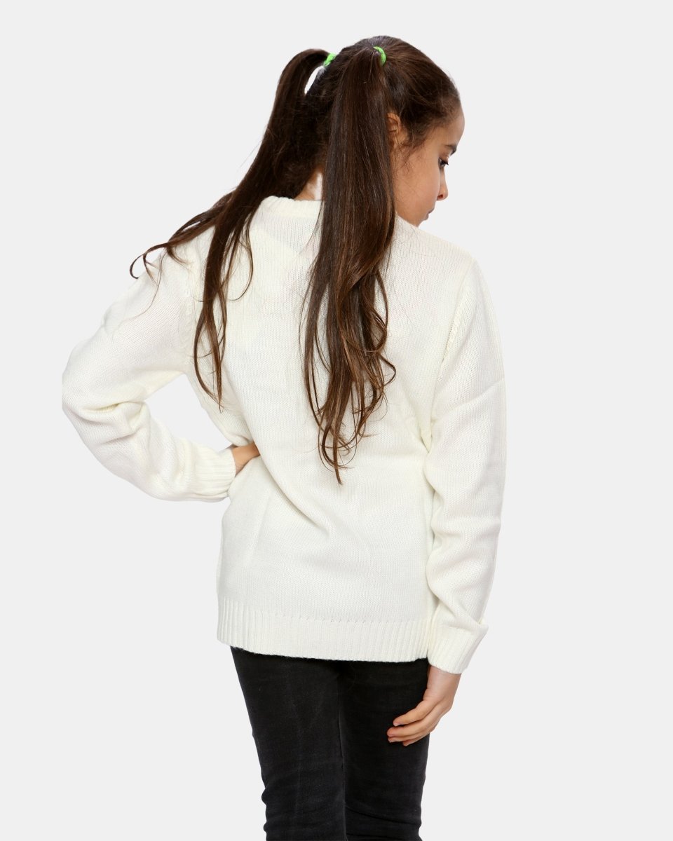 Girls Reindeer Beige Christmas Jumper