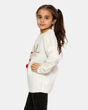 Girls Reindeer Beige Christmas Jumper