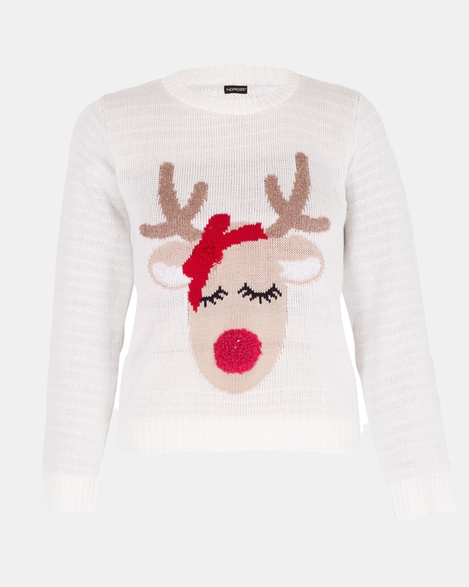 Girls Reindeer Beige Christmas Jumper