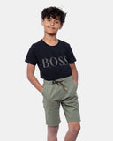 Green Plain Cotton Drawstring Short