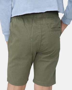 Green Plain Cotton Drawstring Short - Noroze