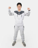 Grey Black Contrast Kids Tracksuit
