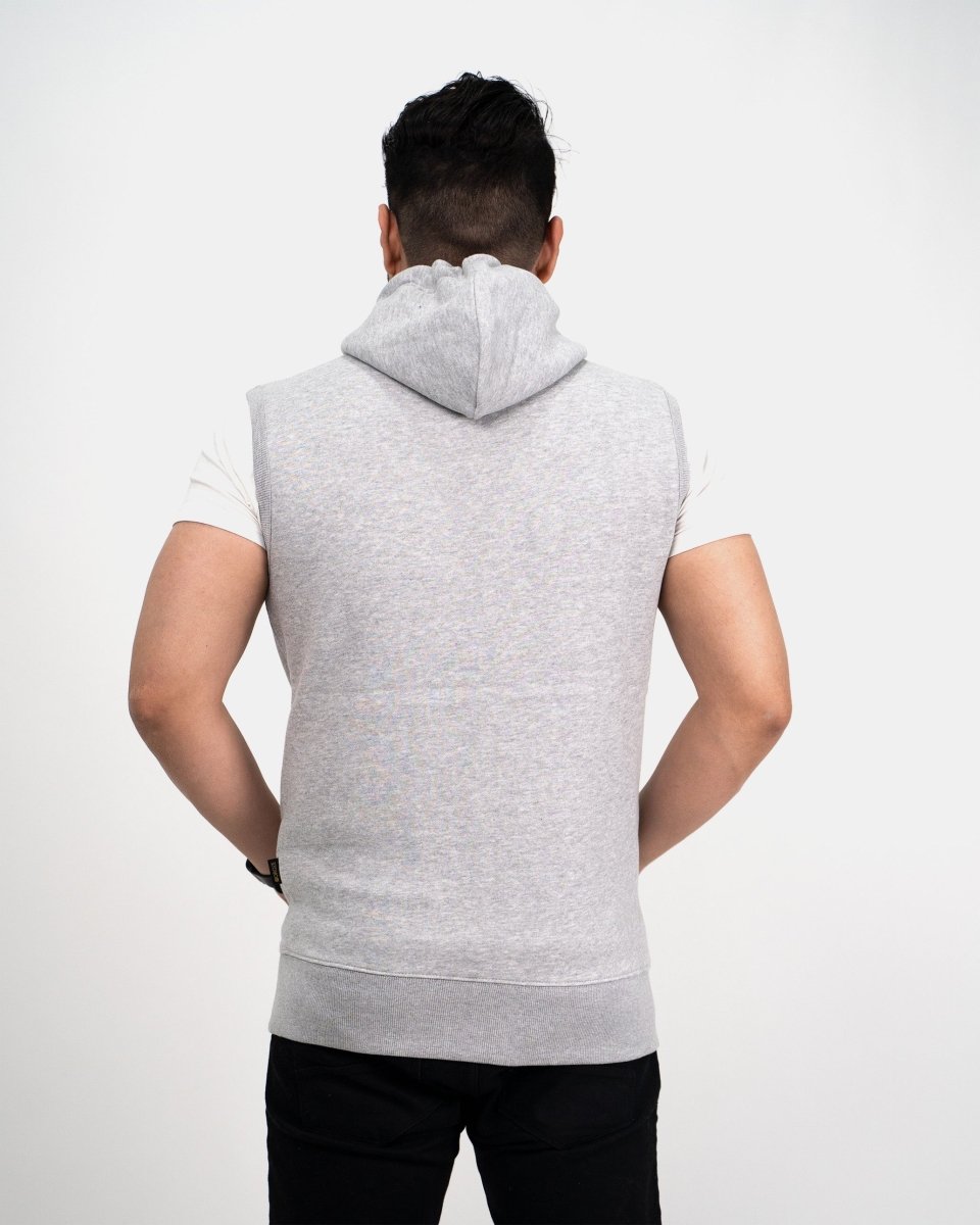 Grey Casual Zip - Up Men's Hoodie