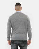 Grey Collar Knitted V - Neck Jumper