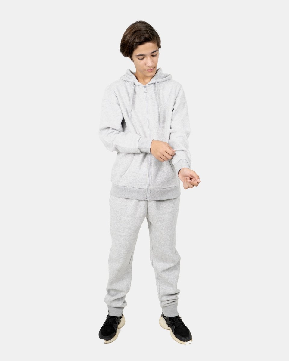 Grey Kids Plain Hooded Tracksuit