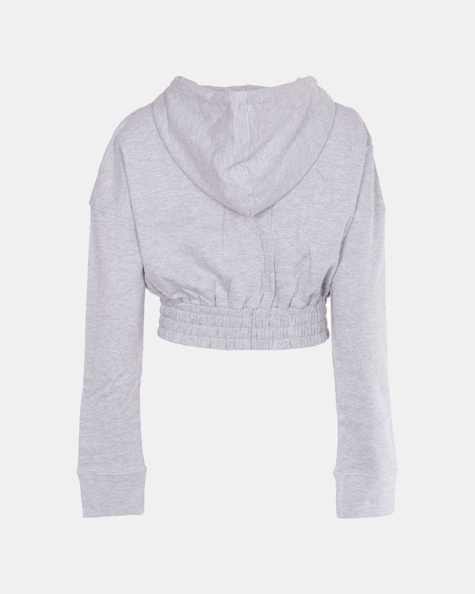 Grey Ladies Zip - Crop Hoodie