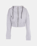 Grey Ladies Zip - Crop Hoodie