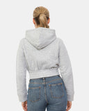 Grey Ladies Zip - Crop Hoodie