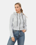 Grey Ladies Zip - Crop Hoodie
