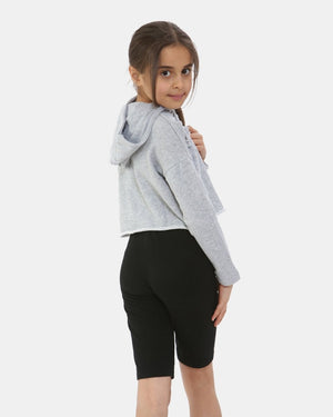 Grey Marl Girl's Long - Sleeve Hoodie