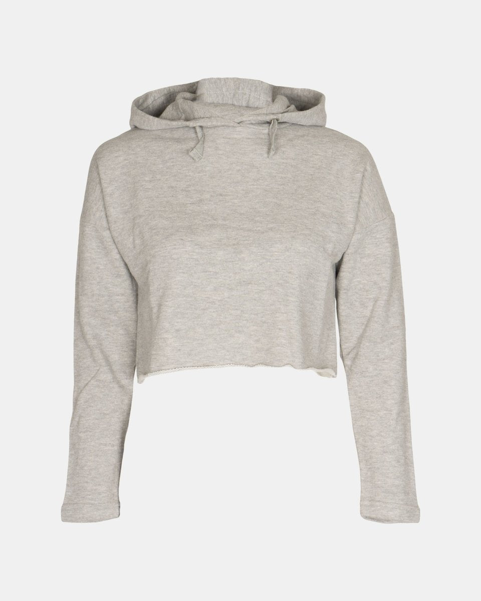 Grey Marl Girls Plain Crop Hoodie
