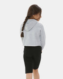 Grey Marl Girls Plain Crop Hoodie