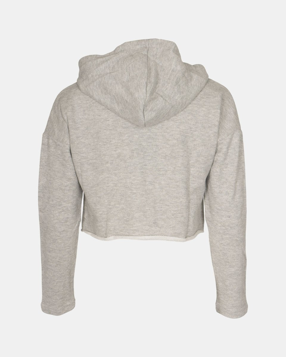 Grey Marl Girls Plain Crop Hoodie
