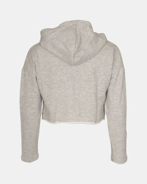Grey Marl Girls Plain Crop Hoodie