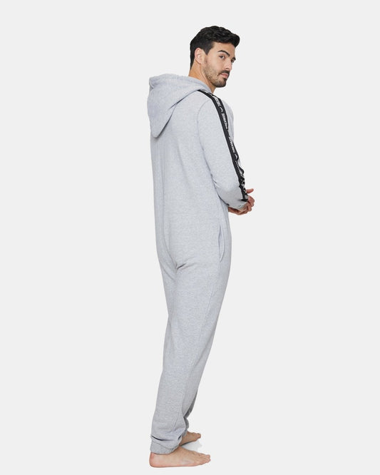 Grey Men's Plain Contrast Sleeve Onesie