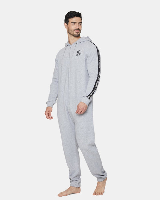 Grey Men's Plain Contrast Sleeve Onesie
