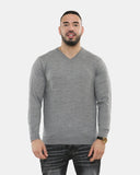 Grey V - Neck Plain Pullover Jumper