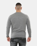 Grey V - Neck Plain Pullover Jumper