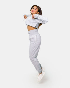 Grey Womens Crop Top Hoodie