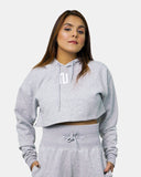 Grey Womens Crop Top Hoodie