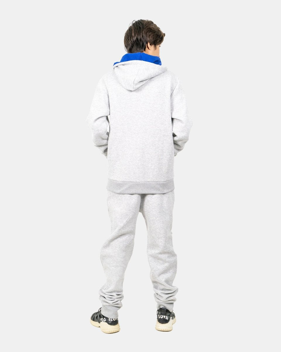 Grey/Blue Contrast Fleece Tracksuit