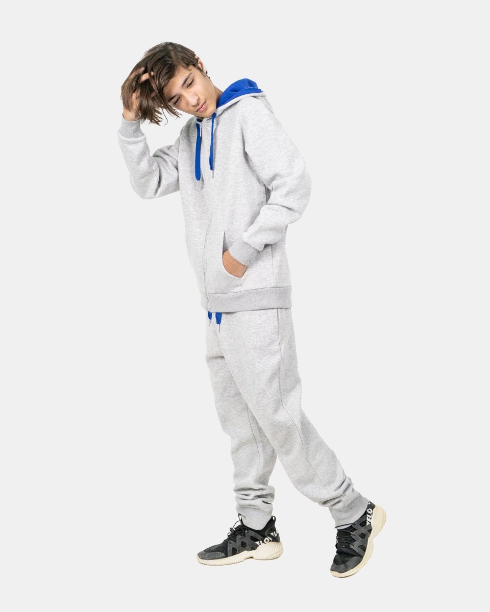 Grey/Blue Contrast Fleece Tracksuit