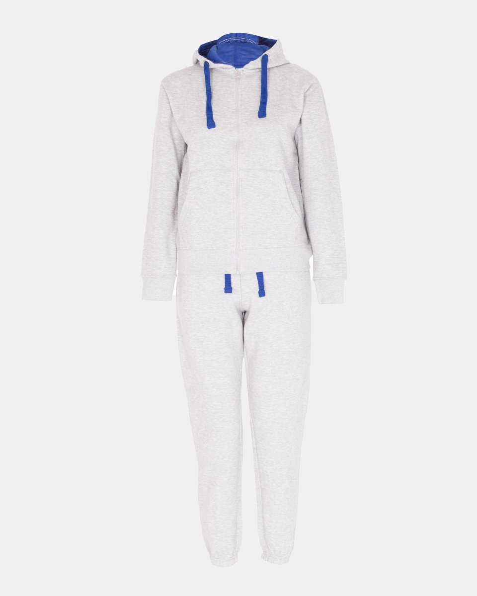 Grey/Blue Contrast Fleece Tracksuit