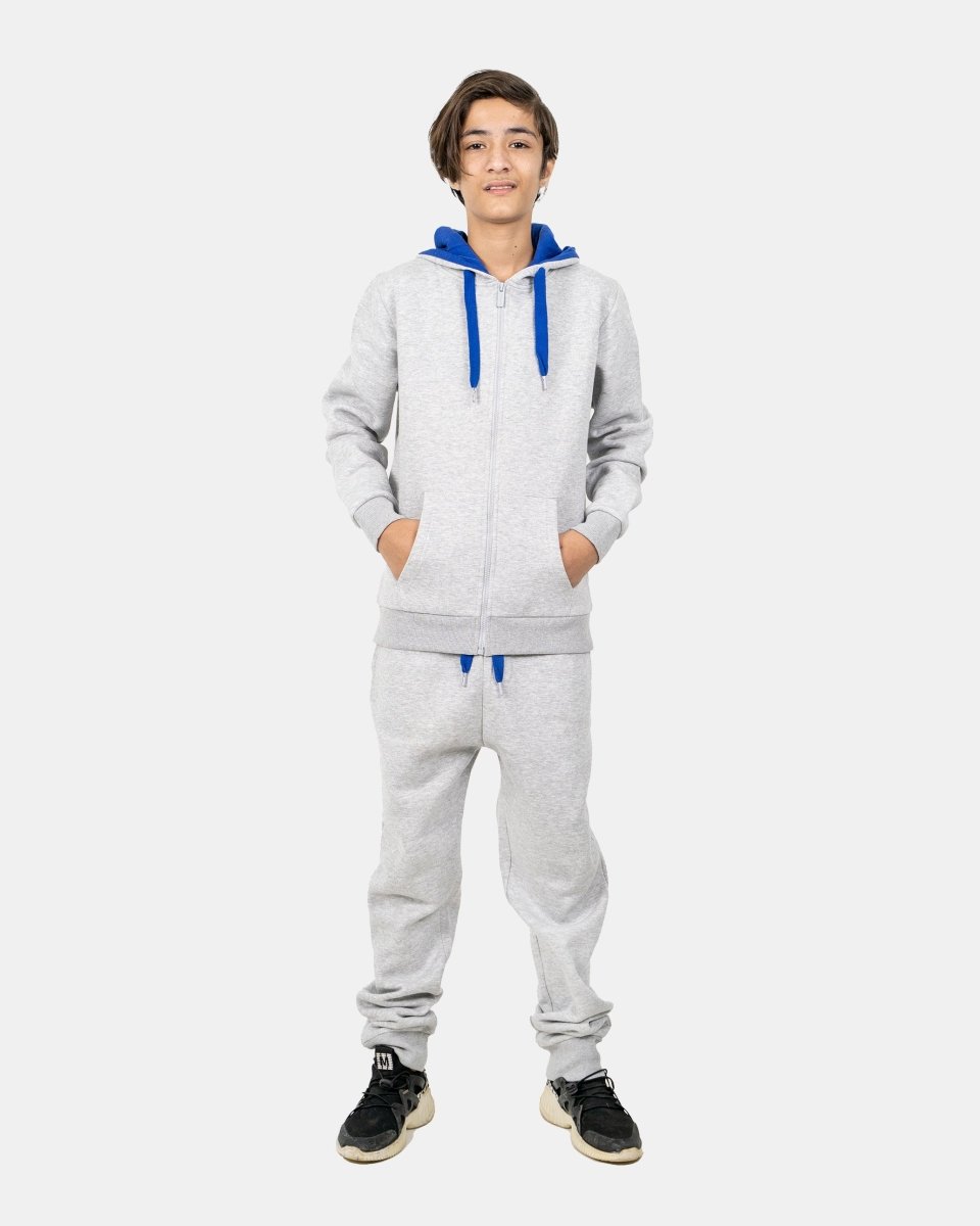 Grey/Blue Contrast Fleece Tracksuit