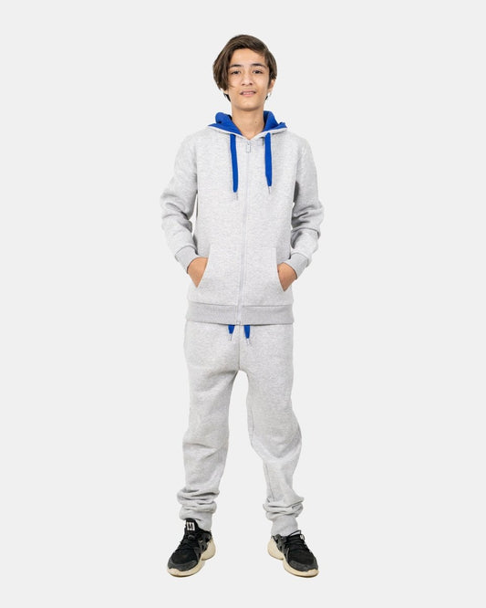 Grey/Blue Contrast Fleece Tracksuit