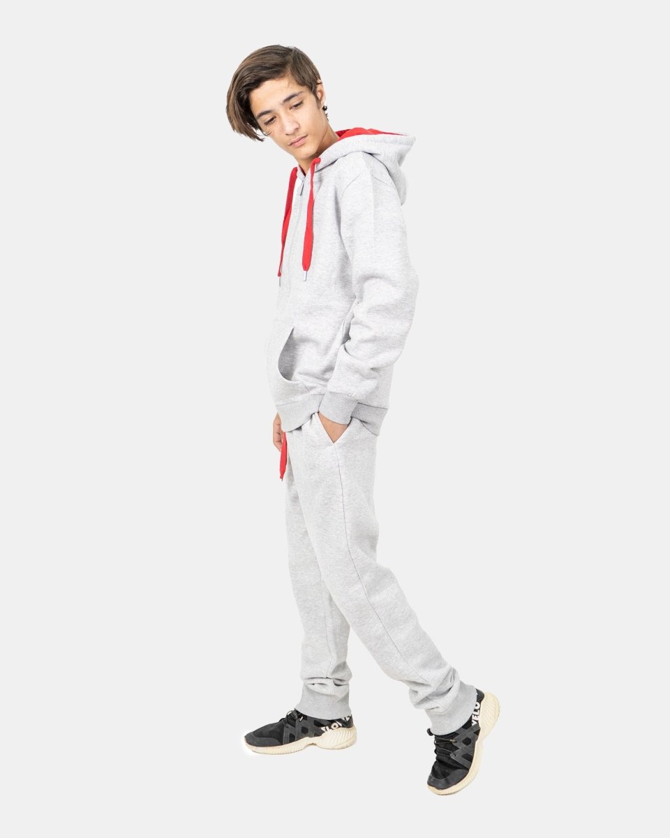 Grey/Red Contrast Fleece Tracksuit