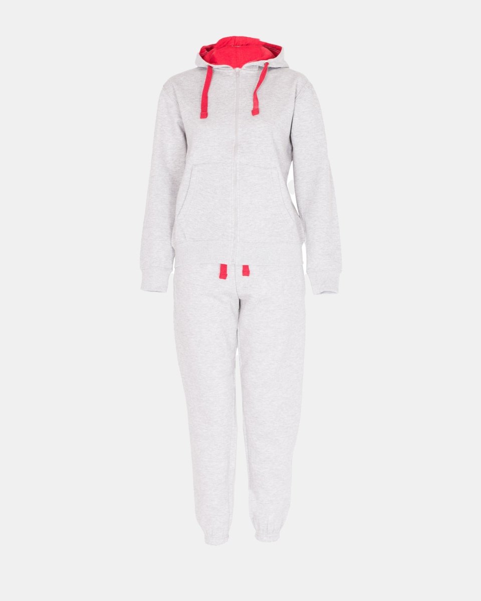 Grey/Red Contrast Fleece Tracksuit