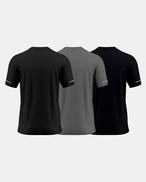 GymRight Workout T-Shirt | Breathable Athletic & Fitness Tee Pack of 3 | B, G & N