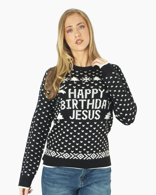 Happy Birthday Jesus Black Womens Jumper
