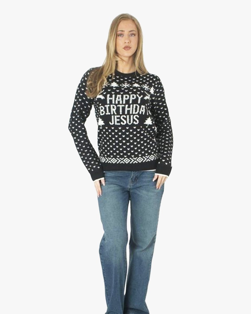Happy Birthday Jesus Black Womens Jumper