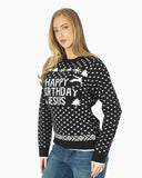 Happy Birthday Jesus Black Womens Jumper