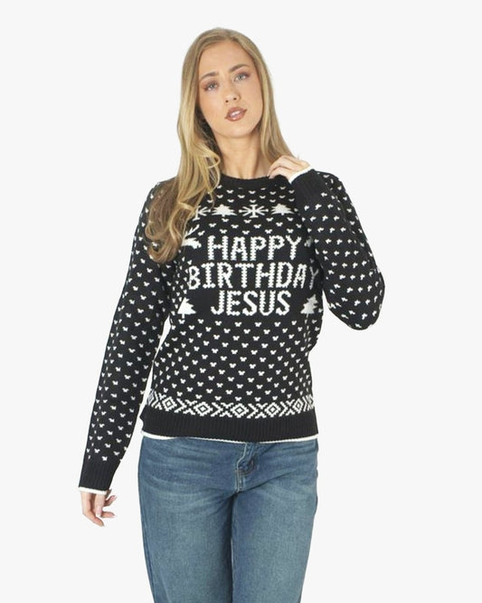 Happy Birthday Jesus Black Womens Jumper