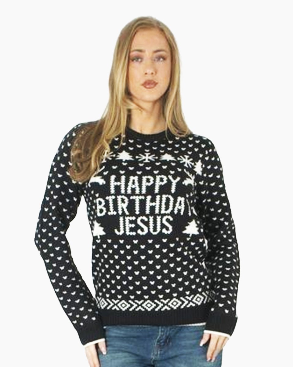 Happy Birthday Jesus Black Womens Jumper