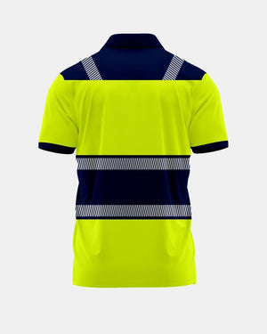 Hi-Vis Workwear Polo| Neon Green & Navy with Reflective Stripe – NOROZE S2
