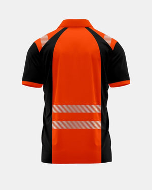 Hi-Vis Workwear Polo | Neon Orange & Black with Reflective Stripe – NOROZE s1