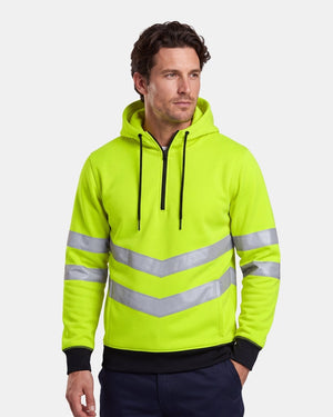 Hi-Vis Workwear Pullover Hoodie | Neon Green & Navy with Reflective Tape – NOROZE