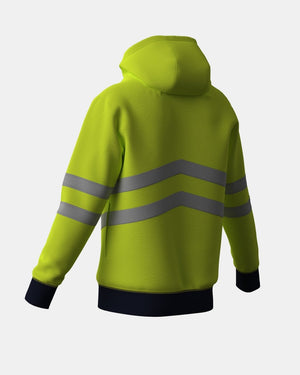 Hi - Vis Workwear Pullover Hoodie | Neon Green & Navy with Reflective Tape – NOROZE