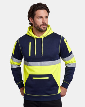 Hi-Vis Workwear Pullover Hoodie | Neon Green & Navy with Reflective Tape – NOROZE